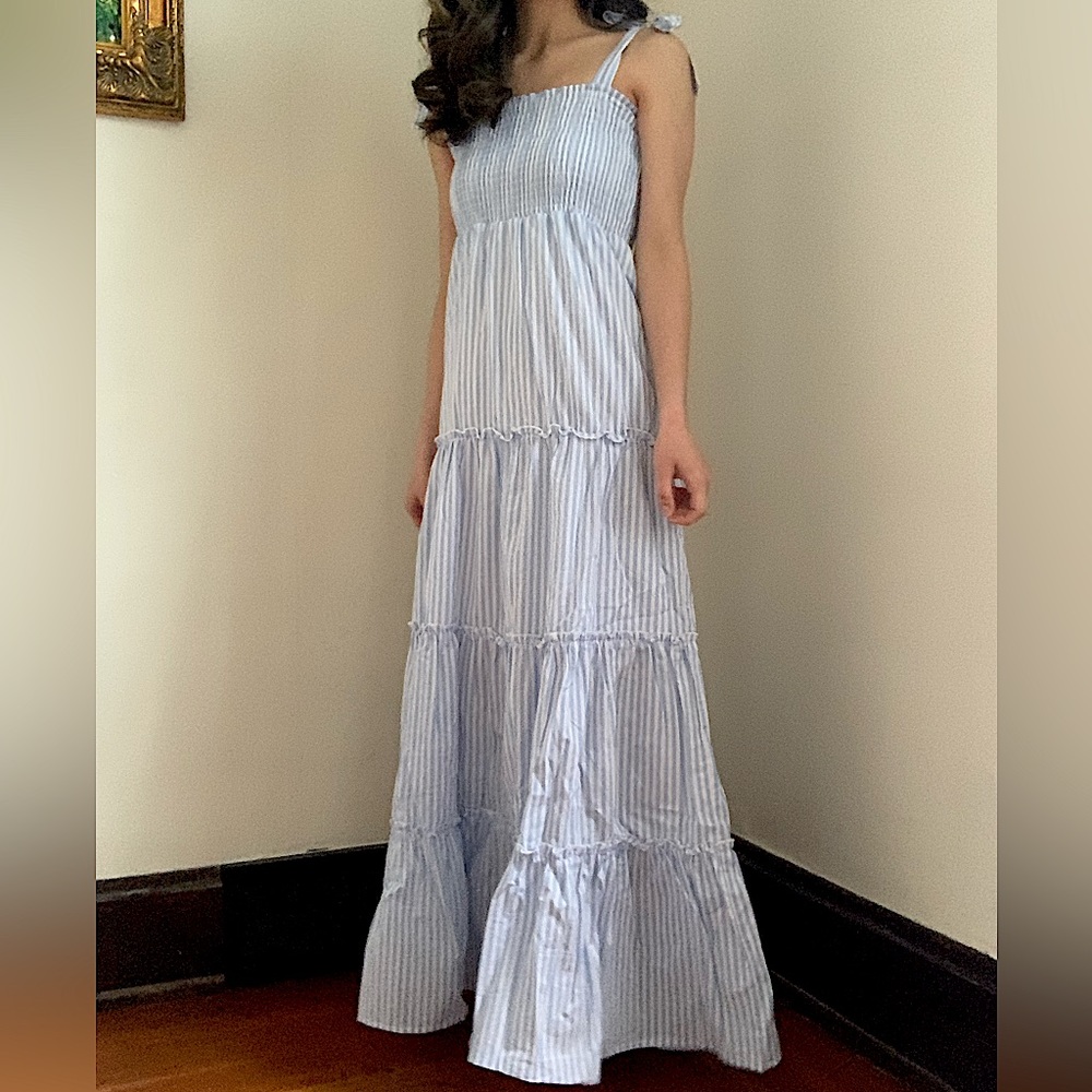 Pink lily Striped Blue Maxi Dress